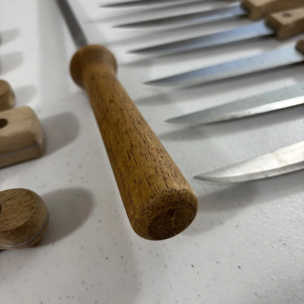 Vintage Chicago Cutlery 12 Piece Knife Set Walnut Wood Handle Sharpening Steel